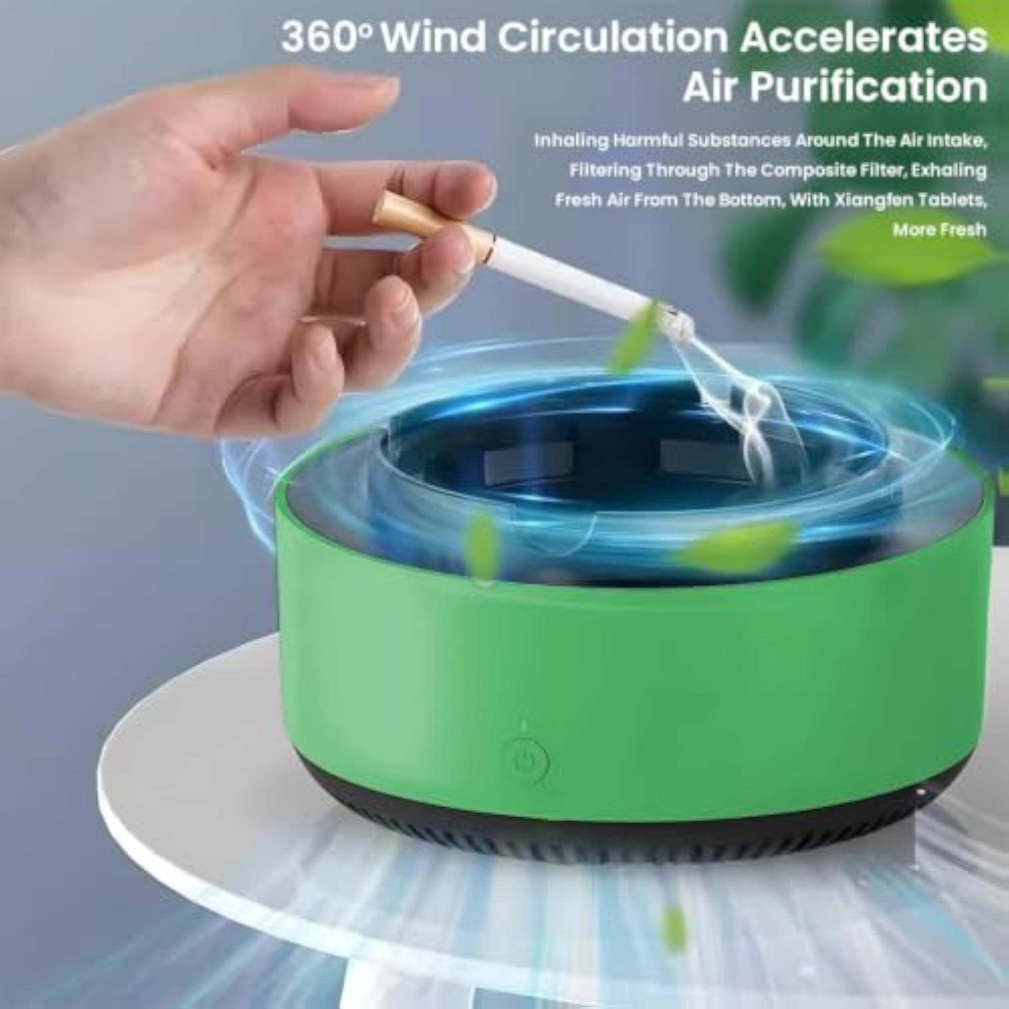 Stylish Green Tabletop Ashtray for Home & Office